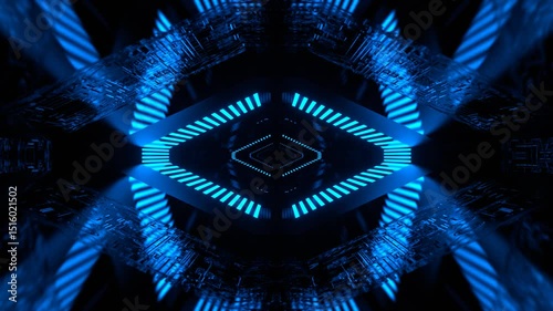 Cyan and Pink Neon Infinite Sci-Fi TechnoChannel Background VJ Loop in 4K