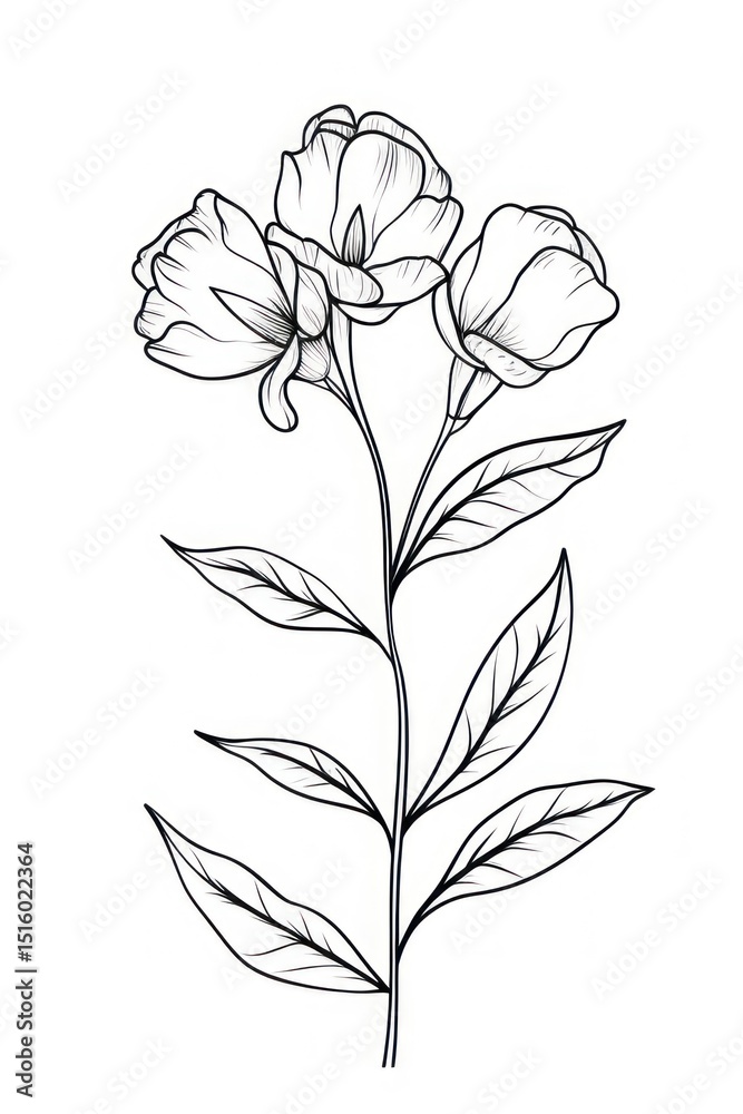 Obraz premium Floral sketch drawing plant.