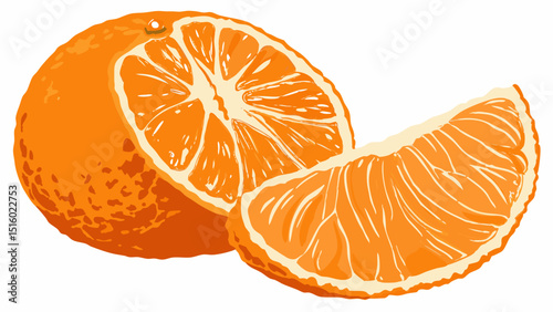 Vector Fresh orange fruit with slice, vibrant color and juicy texture, perfect for healthy snacks