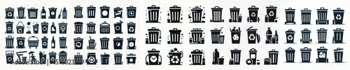 Vector set image silhouette of a trash bin.