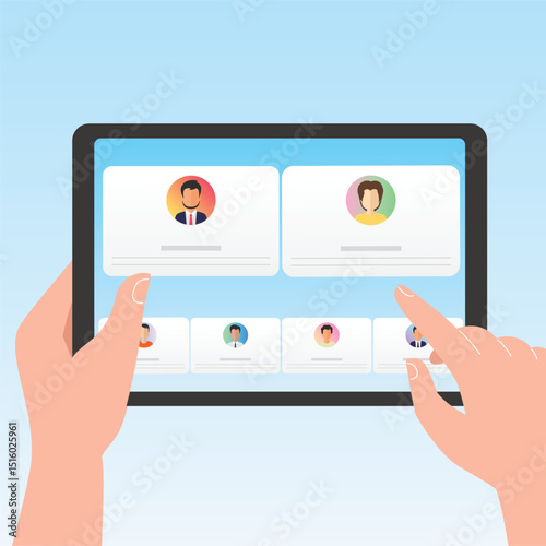 online  meeting people connecting together video conference remote working on tablet computer, work from home and work from anywhere