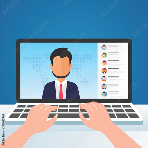online  meeting people connecting together video conference remote working on laptop computer, work from home and work from anywhere