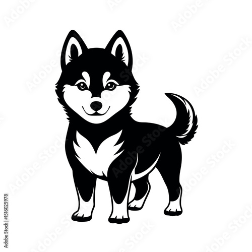 Cute Siberian Husky Puppy Silhouette
