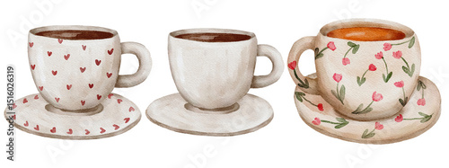 Watercolor coffee cup illustration, hand drawn