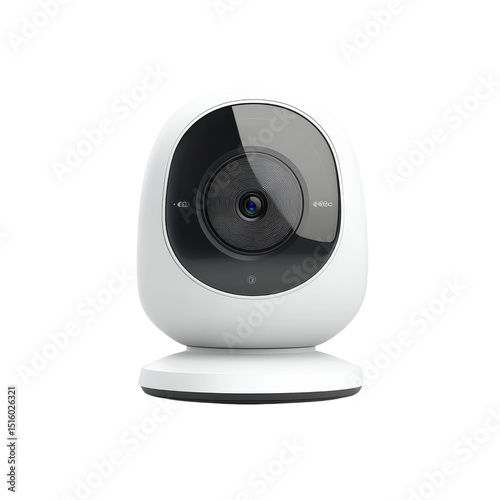 Sleek white security camera Indoor surveillance home monitoring IP camera technology wifi on transparent background