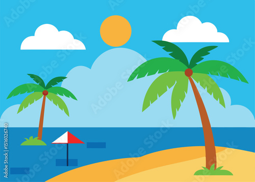 tropical beach with palm trees