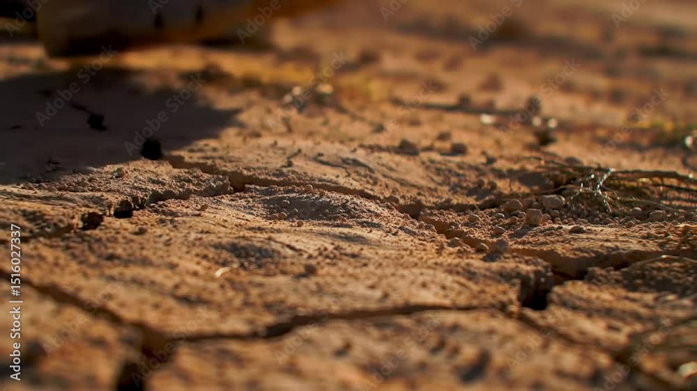 Cracked Earth And Boot Close Up On Arid Land Cracked Earth And Boot Close Up On Arid Land