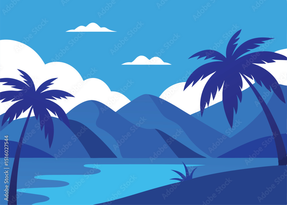 Fototapeta premium tropical beach with palm trees