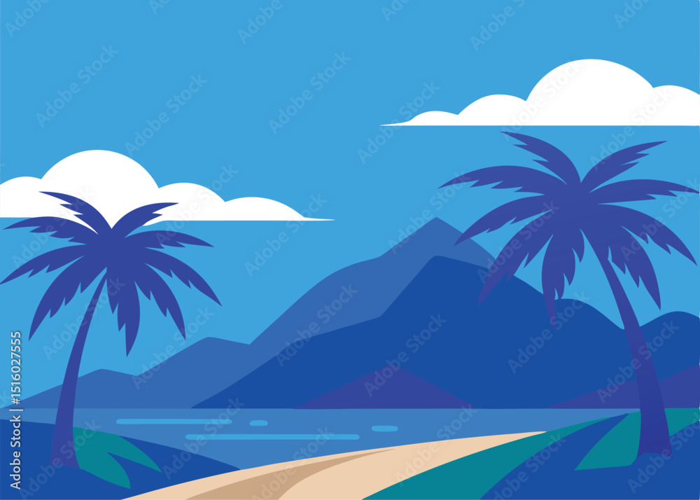 Obraz premium tropical beach with palm trees