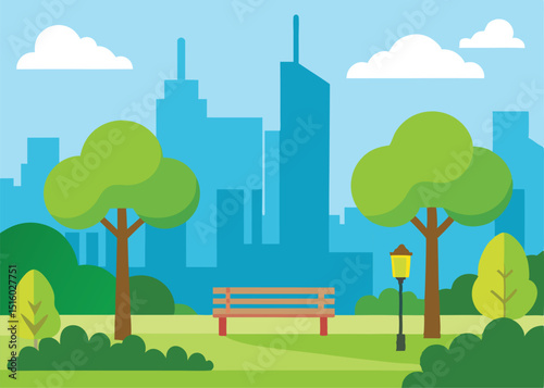 city landscape with trees