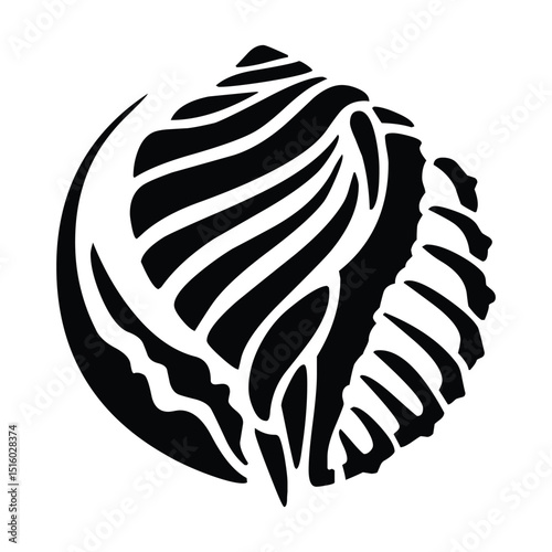 Silhouette of a Seashell Vector Illustration – Simple, Elegant Coastal Shell Shape Design for Beach, Ocean, Marine, Summer, Nature, and Nautical Themes