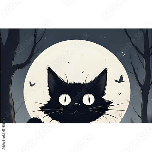 Ragdoll cat silhouette under moon, Cricut design.