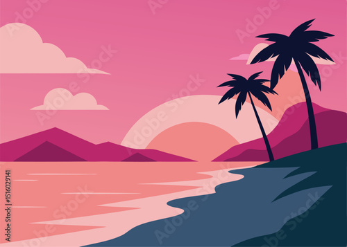 tropical beach with palm trees