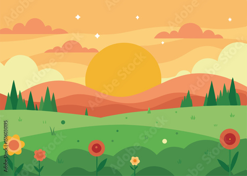vector illustration of a rural landscape