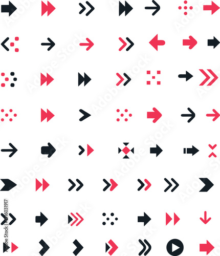Arrow Variety: A collection of diverse arrow symbols arranged to showcase direction, navigation, and visual communication, perfectly designed for graphic use. 