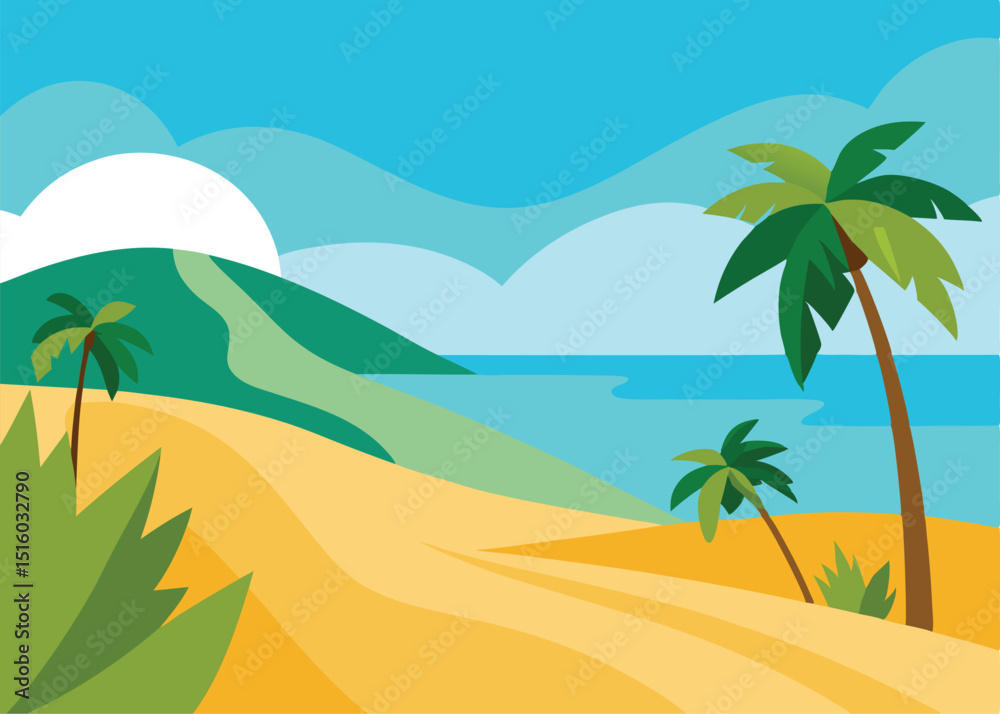 Obraz premium tropical beach with palm trees and sea