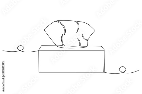 Continuous one line drawing of Tissue Box. Single line drawing illustration of Tissue box icon. Blank tissue box mockup concept vector art. Doodle line illustration.