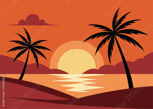 palm trees on sunset