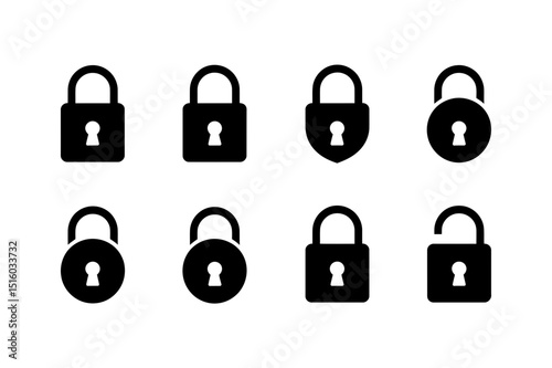 Security lock icons set safety and protection concept