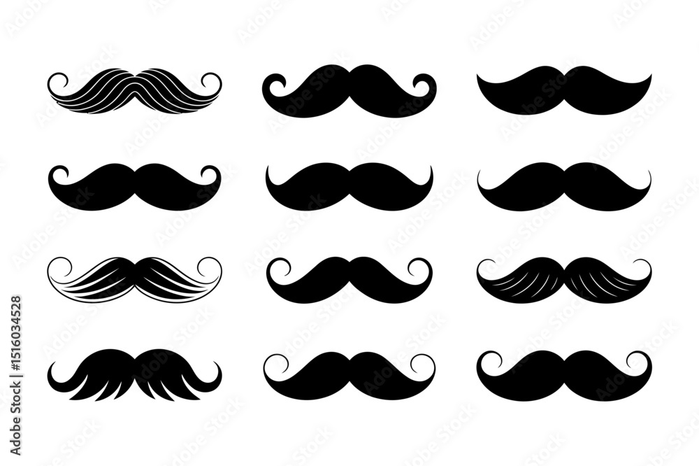 Collection of stylish mustache vector illustrations
