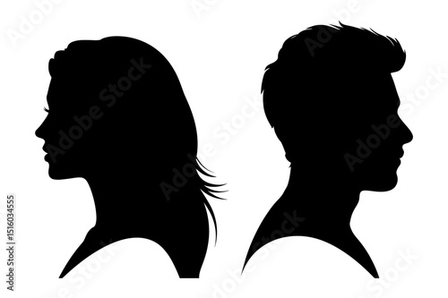 Man and woman silhouette profile couple portrait