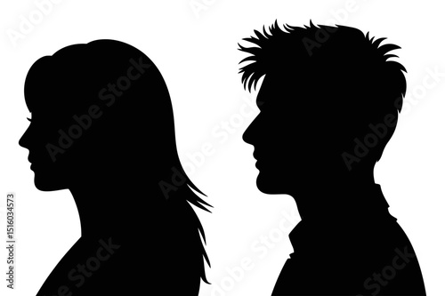 Silhouette profile of man and woman head vector
