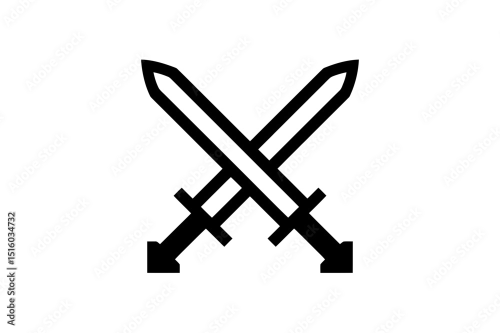 Fototapeta premium Crossed swords icon vector battle weapon symbol art