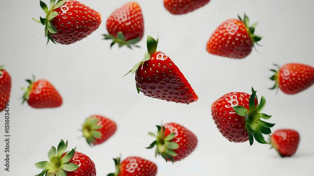 set of strawberries on white