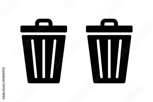 Two black trash cans waste management vector image