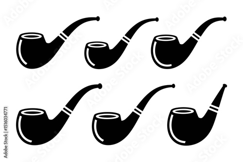 Smoking Pipe Icon Set – Classic Silhouettes for Design