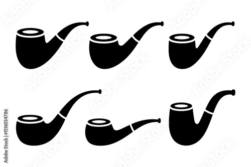 Smoking Pipe Icon Set – Classic Silhouettes for Design