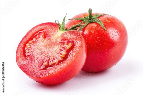 Wallpaper Mural Fresh juicy red Tomato with cut in half isolated on white background. Torontodigital.ca
