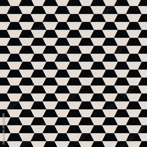 Seamless hexagon pattern in black and white. Graphical illustration for a unique textiles and home décor.	
