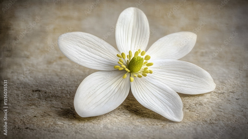 Naklejka premium Elegant White Flower on Vintage Background Botanical Photography