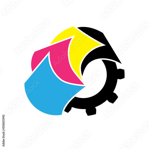 Red and blue, yellow, and white arrows vector illustration for business and animal fish, dolphin, bird cartoon sea ocean water concept design logo symbol art