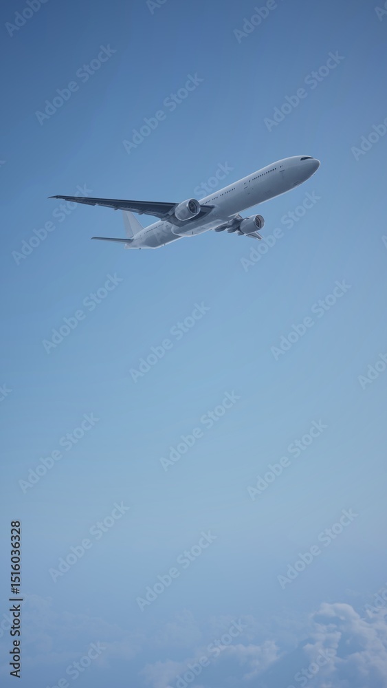 Fototapeta premium Airplane in the sky, over the cloudy sky