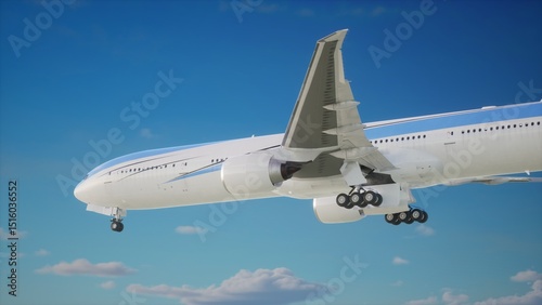 Airplane in the sky, over the cloudy sky