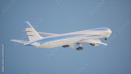 Airplane in the sky, over the cloudy sky