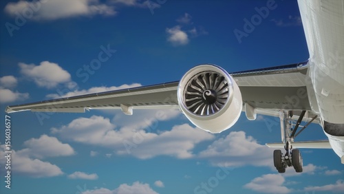 Airplane in the sky, over the cloudy sky