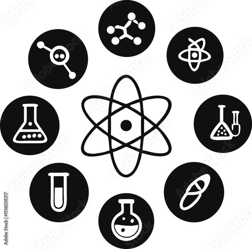Science laboratory icons on white background. Chemistry icon vector Illustration