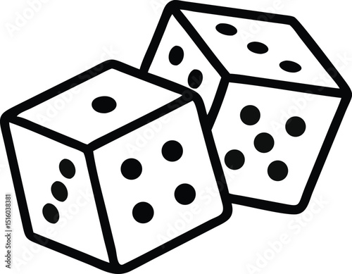 Two Dice icon. casino symbol isolated on White Background, gambling game business concept, Vector Illustration