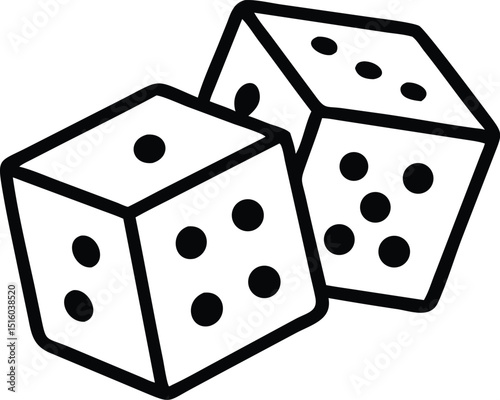 Two Dice icon. casino symbol isolated on White Background, gambling game business concept, Vector Illustration
