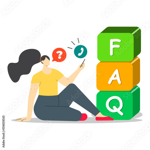 Young woman using smartphone to talking QA information. Concept QA session with phone call.