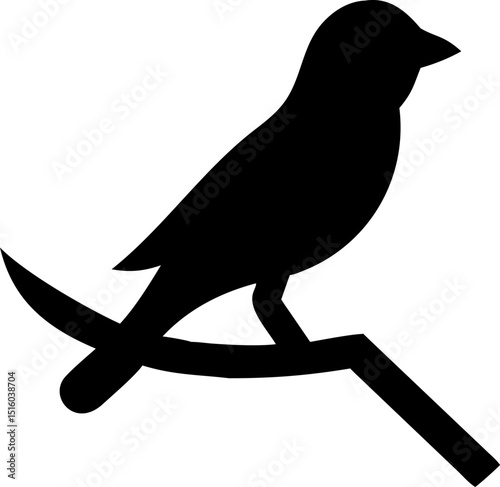 Elegant silhouette illustration of a bird perched gracefully on a branch perfect for nature themed designs logos or artistic projects with a minimalist aesthetic