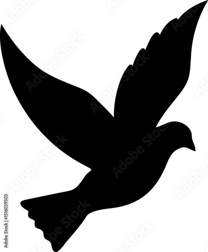 Elegant flying dove silhouette illustration on a clean white background perfect for peace freedom or spiritual themed designs and creative projects