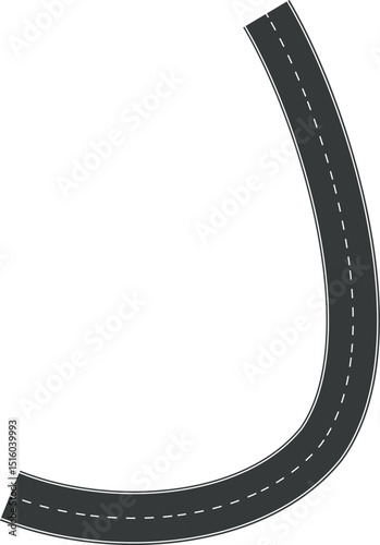 Wavy Curve road. Top view of racetrack. Winding road from top view vector illustration. Empty highway asphalt road, Ariel View Road, Empty highway black asphalt road with dividing lines.