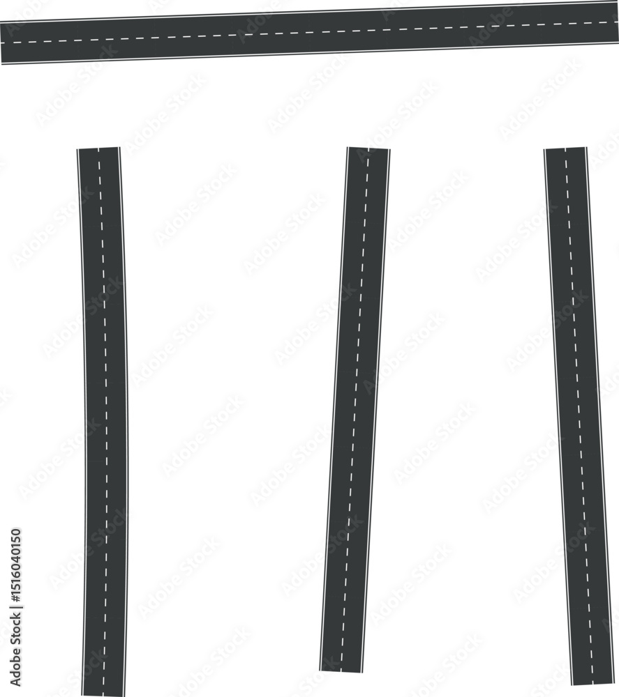 Fototapeta premium Wavy Curve road. Top view of racetrack. Winding road from top view vector illustration. Empty highway asphalt road, Ariel View Road, Empty highway black asphalt road with dividing lines.