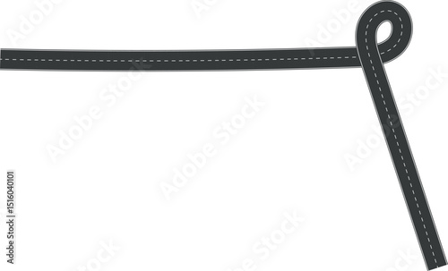 Wavy Curve road. Top view of racetrack. Winding road from top view vector illustration. Empty highway asphalt road, Ariel View Road, Empty highway black asphalt road with dividing lines.