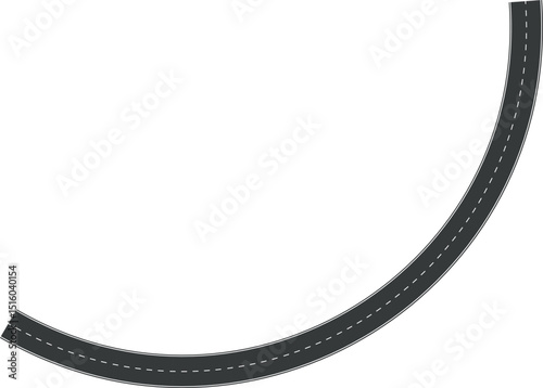Wavy Curve road. Top view of racetrack. Winding road from top view vector illustration. Empty highway asphalt road, Ariel View Road, Empty highway black asphalt road with dividing lines.
