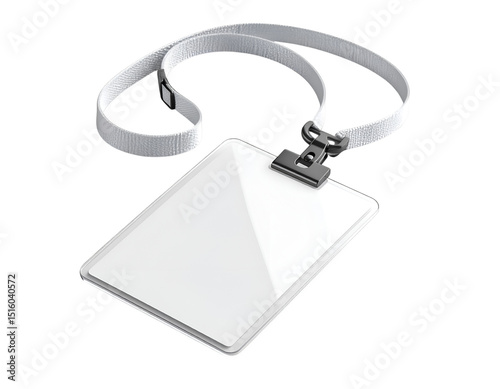 Identification card on a neck strap: The blank, transparent identity card, suspended by a clean strap, stands for security, easy access, and corporate structure.